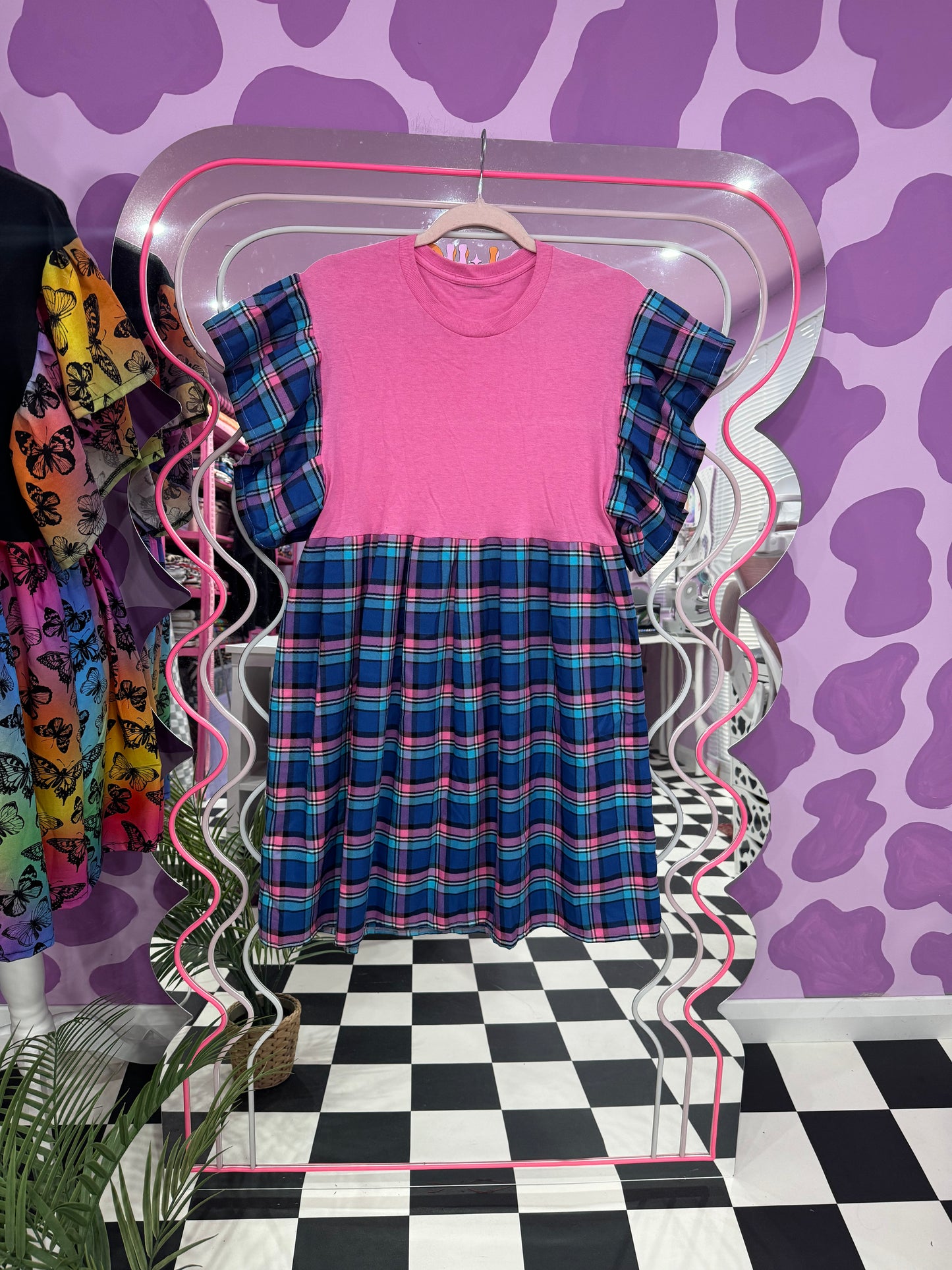 SAMPLE SALE - BLUE TARTAN SMOCK (S)