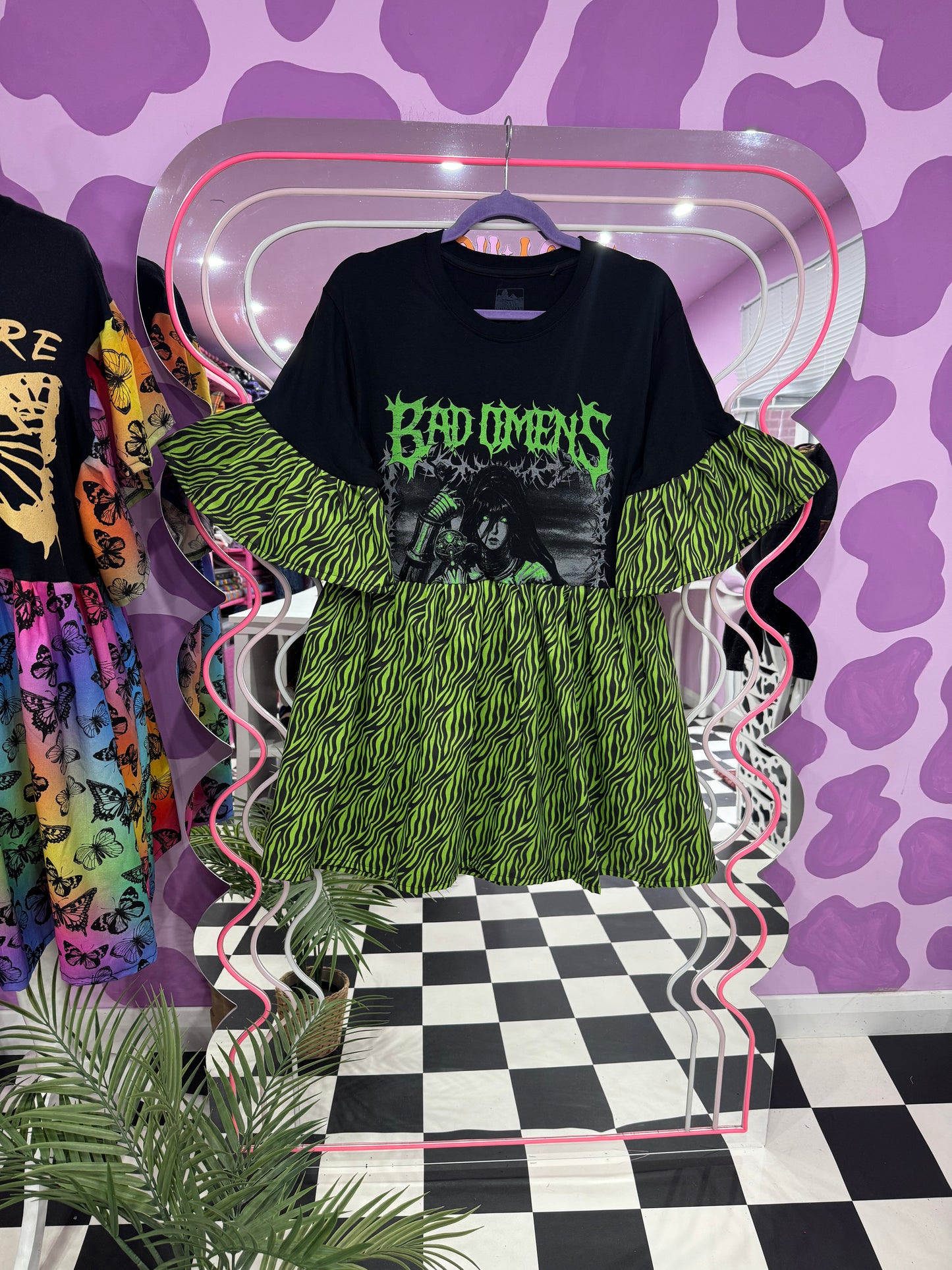 BAD OMENS GREEN ZEBRA PRINT SMOCK (M)