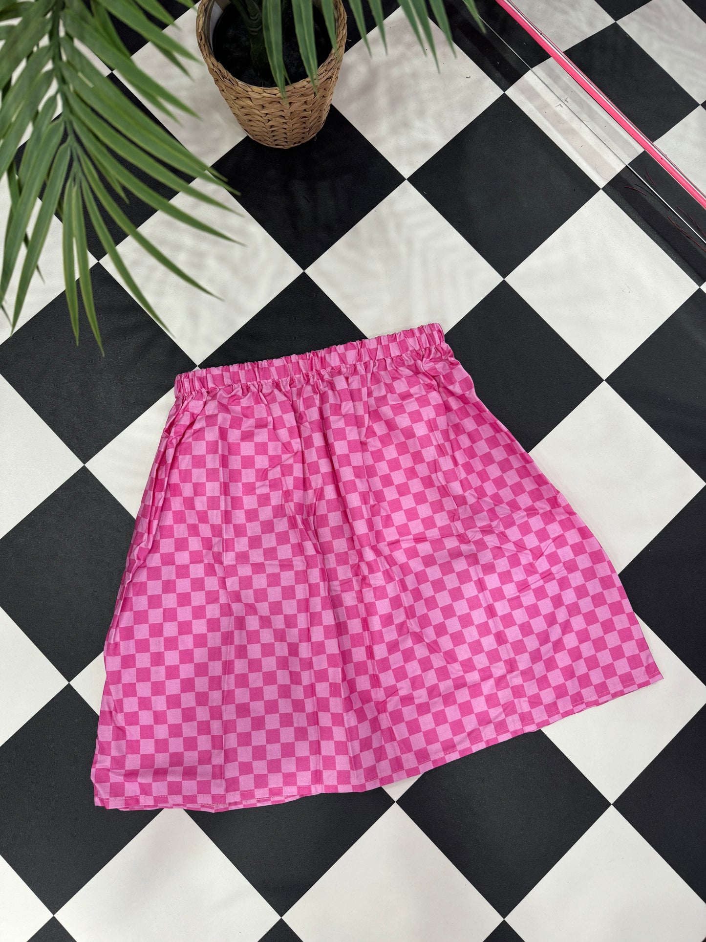 SAMPLE SALE - PINK CHECK SKIRT (6)