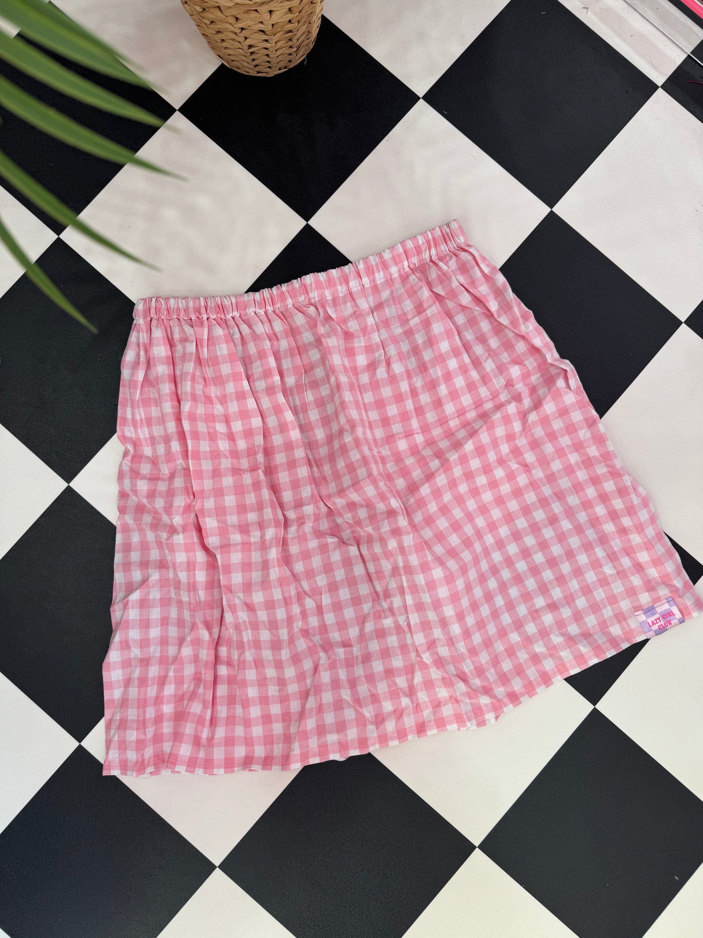 SAMPLE SALE - PINK GINGHAM SKIRT (10)