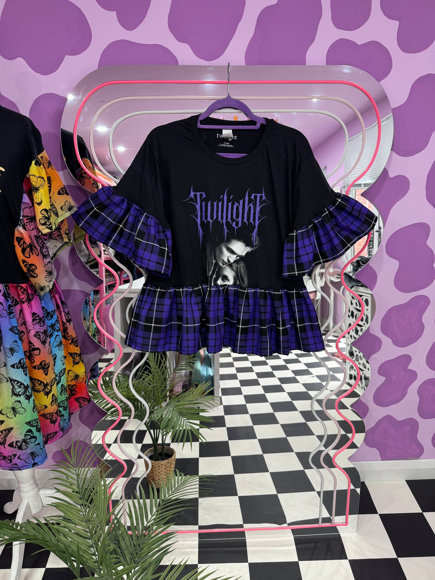 TWILIGHT PURPLE TARTAN TOP (L)