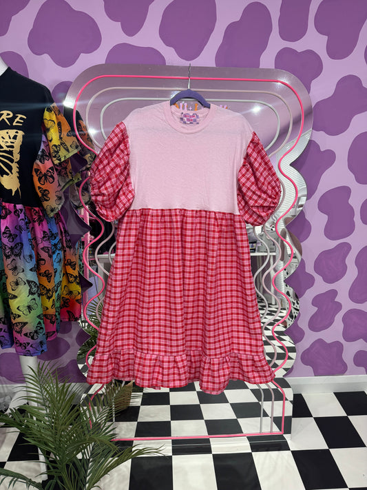 SAMPLE SALE - PINK TARTAN SMOCK (L)
