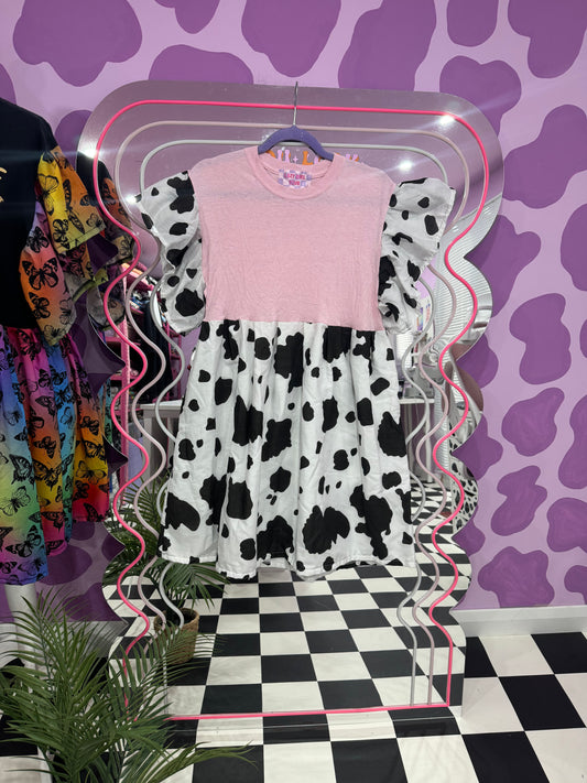SAMPLE SALE - PINK COW SMOCK (S)