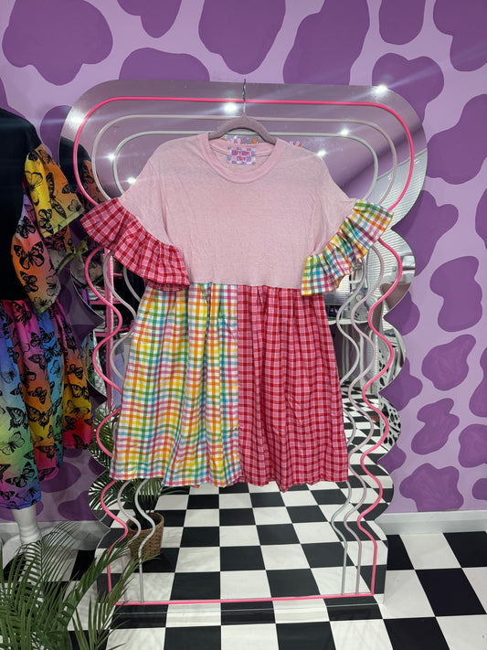 SAMPLE SALE - HALF AND HALF TARTAN SMOCK (S)