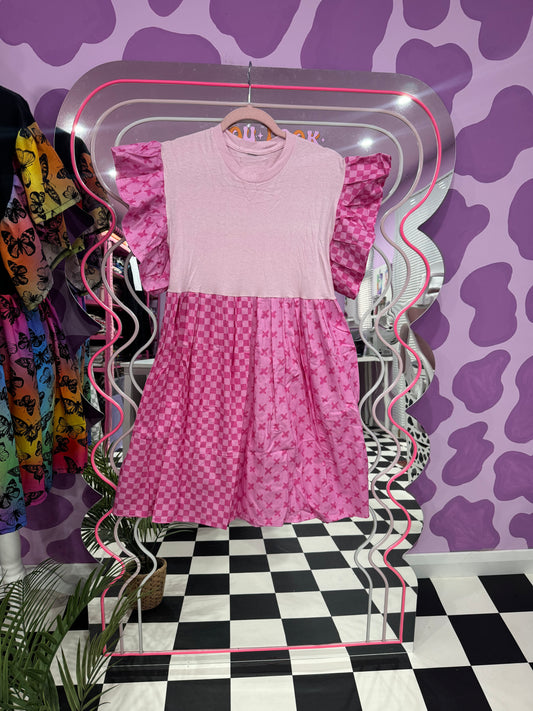 SAMPLE SALE - PINK HALF AND HALF SMOCK (S)