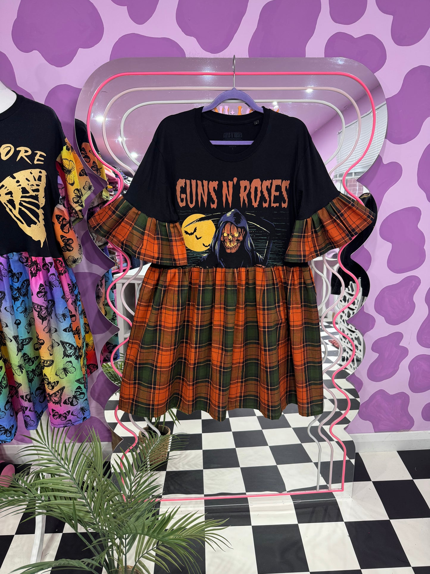 GUNS N ROSES ORANGE TARTAN SMOCK (L)