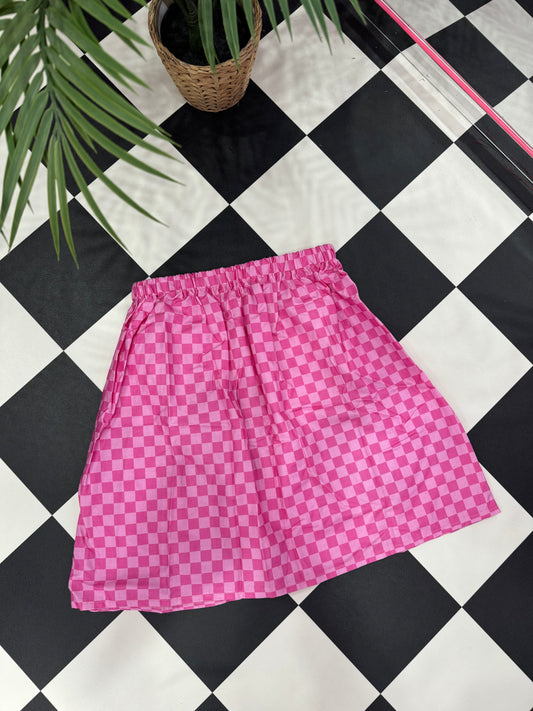 SAMPLE SALE - PINK CHECK SKIRT (6)