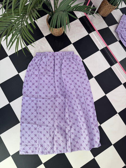 SAMPLE SALE - LILAC CROSSES MIDI SKIRT (12)
